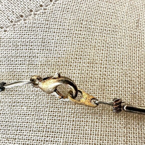 Goldstone shell silver tone double strand necklace - Picture 7 of 10